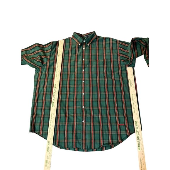 Daniel Cremieux Shirt Mens XL Used Plaid Cotton Button Down Green Red - Picture 9 of 15